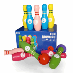 Boliche De Madera Didáctico Con 2 Bolas.🎳